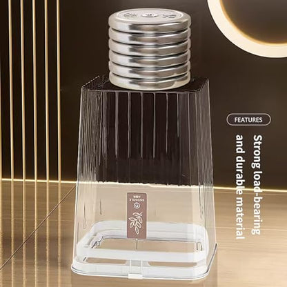 Bathroom Trach Can with Lid, 2.6 Gallon Grabage Can,Plastic Transparens Waste Basket with Press Top Lid,Clear Trach Bin for Home,Living Room,Bedroom,Office,Brown - color: brown