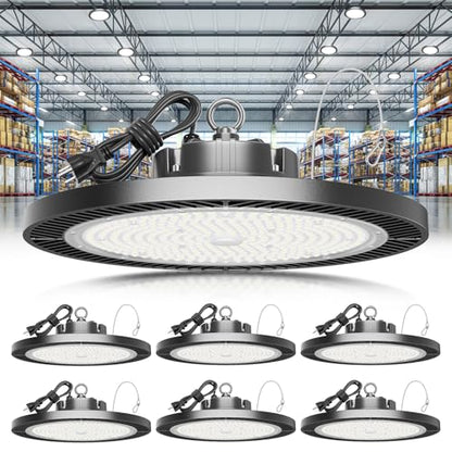 Super Bright 250W 37500LM UFO LED High Bay Light with Plug 5ft Cable - size: 250W-6PACK