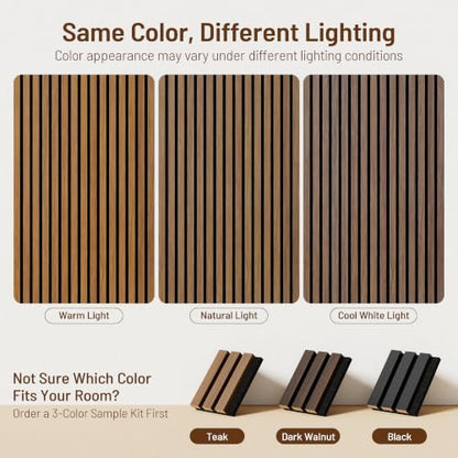 Amsleekey 4-Pack 47.2″x23.6″ Acoustic Wood Slat Wall Panels, 8 Hooks, Teak - color: Teak, size: 47.2 x 23.6 in - 4 pcs