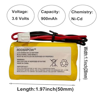 3.6V 900mAh Ni-CD Exit Sign Emergency Light Battery for Unitech LEDR-1 6200RP, Dantona CUSTOM-318 OSA230,Lowes 253799,Exitronix 10010037 (4 Pack x 3.6v 900mah Emergency/exit Light Battery) - size: 4 Pack x 3.6v 900mah emergency/exit light battery
