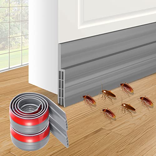 Self Adhesive Door Draft Stopper Door Sweep - Camel Home Weather Stripping Rubber Under Door Bottom for Interior Doors Seal Strip Insulation for Weatherproof, Soundproof, 2" W X 39" L(2 Pack Grey) - color: Grey2