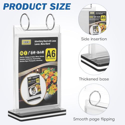 Ciieeo 5pcs Standing Flip Menu Display Holder A6 Clear PVC Tabletop Sign Holder Menu Display Stand for Restaurants Bars Coffee Shops Event Catering