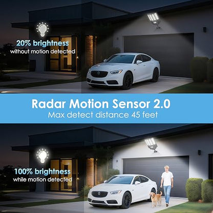 1200W Solar Street Lights Outdoor Waterproof, Wide Angle Solar Powered Light Dusk to Dawn, Remote Control and Motion Sensor, Pole or Wall Mount, for Parking Lot Barn Yard Outside Garage Patio - size: S