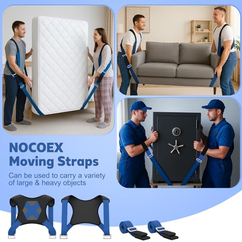 NOCOEX Moving Straps for Lifting 2-Person: Shoulder Lifting & Moving System - color: Blue