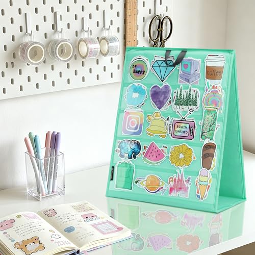PACMAXI Double-Sided Portable Sticker Display Stand Organizer - color: Green