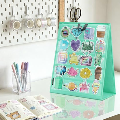 PACMAXI Double-Sided Portable Sticker Display Stand Organizer - color: Green