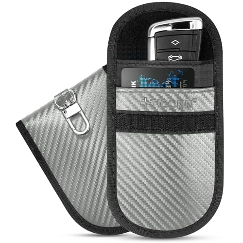 TICONN 2PK Faraday Bag for Car Key Fob, Anti-Theft NFC RFID Blocking Pouch - color: Grey, size: Small