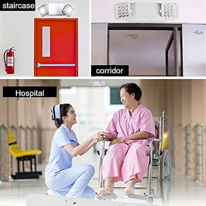 24 Pack Emergency Light Fixture, Commercial Emergency Lights with Battery Backup, Square 2 Head Adjustable LED Emergency Light for Home Power Failure Business, Emergency Exit Light AC 110V-277V - color: 24 Pack