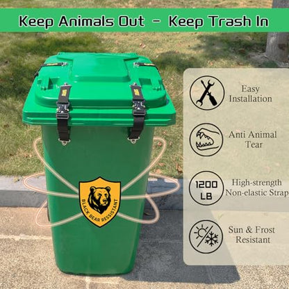 Bear Proof Trash Can Locks,Raccoon Proof Garbage Can Straps,2 Pack - style: 2 PCS