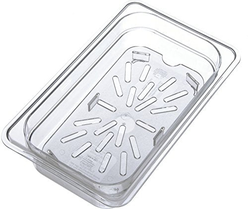 Carlisle FoodService Products Plastic Drain Shelf for 1/4 Size Food Pan Clear (Pack of 4) - size: 0.6 Inches (Pack of 4)