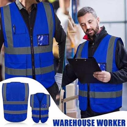 Leumoi 30 Pack Reflective Safety Vest with Pockets - color: Dark Blue, size: Large