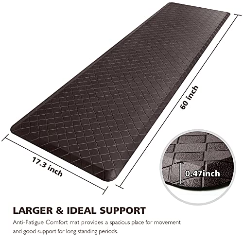 HappyTrends Kitchen Mat Cushioned Anti-Fatigue Floor Mat,17.3"x60",Thick Waterproof Non-Slip Kitchen Mats and Rugs Heavy Duty Ergonomic Comfort Rug for Kitchen,Floor,Office,Laundry,Chocolate - color: Chocolate, size: 60"L x 17.3"W x 0.5"Th