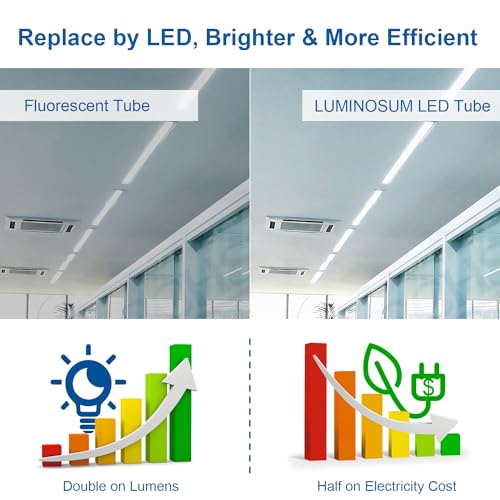 T8 LED Tube Light Bulbs 4 Foot 20W, ETL Listed, 6000K 10 Pack