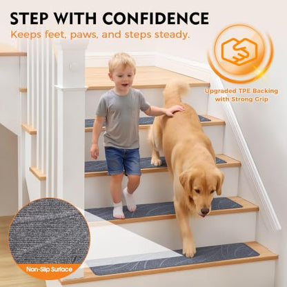 Stair Treads for Wooden Steps, 15 PCS 8"x30", Grey - color: Grey