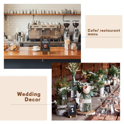 Sliner 6 Pcs 4 x 6 Inches Acrylic Sign Holders with Walnut Wood Base Clear Acrylic Frame Display Stand Table Stand for Menu Poster Flyer Restaurant Office Coffee Shop Store Bar - size: 4 x 6 Inches
