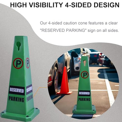 OrangeStar 4-Pack 26.5" Reserved Parking Cones with Heavy Rubber Base - color: Green, size: 26.5 Inches