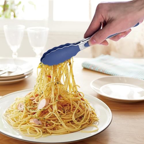 HOTEC Small Silicone Kitchen Tongs 7-Inch Mini Serving Tongs, Set of 3 - color: Classic Blue