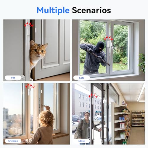 TECKNET Door Alarms When Opened, 2.4G WiFi Smart Door Sensor Alarm & Chime, App Alerts, Door Alarms for Kids Safety, Wireless Window Alarms for Home Security Systems for House, Pool, Sheds, 2 PCS