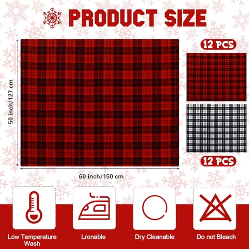 Preboun 24 Pack Bulk Christmas Fleece Throw Blankets, Striped Plaid - style: Striped Plai