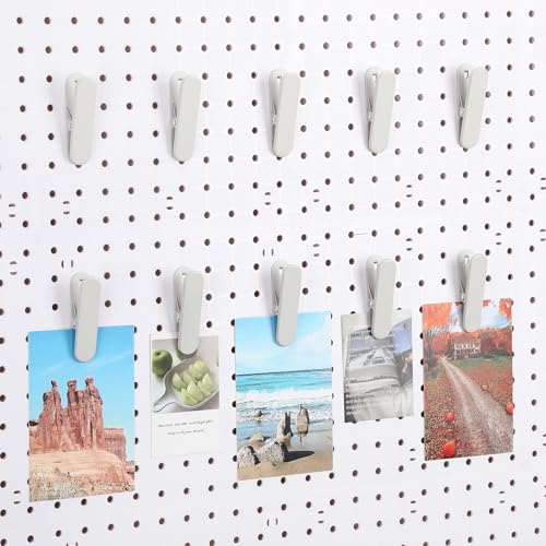 CroBlissful Pegboard Clips Peg Board Metal Accessories Hook, White, 10 Pcs - color: White