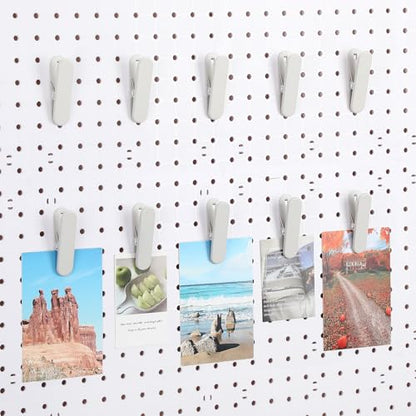 CroBlissful Pegboard Clips Peg Board Metal Accessories Hook, White, 10 Pcs - color: White