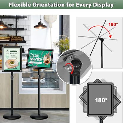 2 Pack Pedestal Sign Holder, 11 x 17" Floor Standing Display Stand, Black - color: Black, size: 11x17in-2p