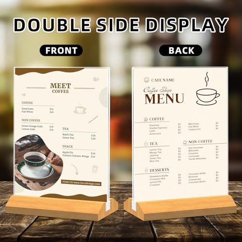 6 Pack Acrylic Sign Holder 8.5 x 11 Inch with Wood Base for Stores - color: Clear-6