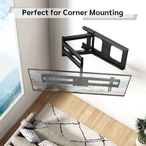 Long Arm TV Wall Mount with 180°Swivel and Tilt +5/-20° Level Adjustment, TV Bracket Screen with Rotates 90° for TVs 37-75 Inches,Hold up 132LBS,Max VESA 600x400mm - size: Fit 32-75 inch