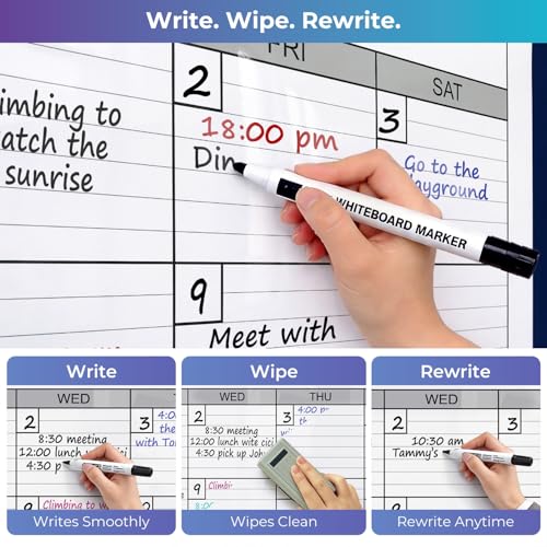 Extra Large Magnetic Dry Erase Calendar, 38x50” - color: Magnetic