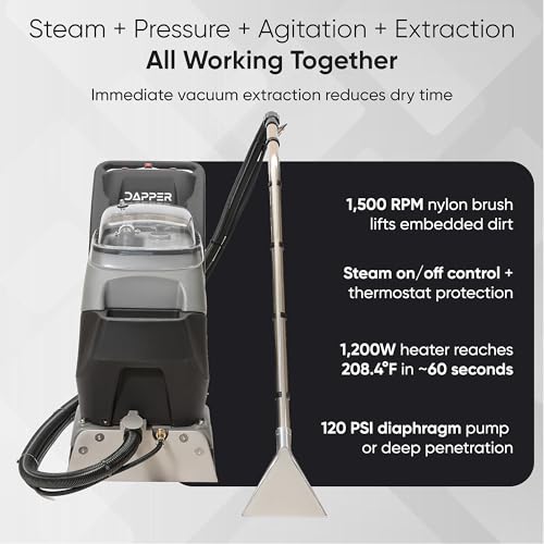 Commercial 4-in-1 Steam Carpet Cleaner Extractor – Cold Water, 18.5" Cleaning Path, 10.5/8 Gallon Tanks, with Upholstery & Wand Tool, Ideal for Large Areas & Professional Use