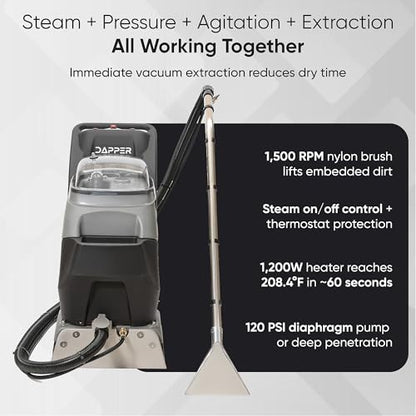 Commercial 4-in-1 Steam Carpet Cleaner Extractor – Cold Water, 18.5" Cleaning Path, 10.5/8 Gallon Tanks, with Upholstery & Wand Tool, Ideal for Large Areas & Professional Use