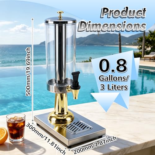 100oz/3.2 qt Drink Dispenser with Leak-Proof Spigot & Ice Core - color: Gold