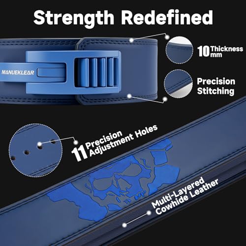 MANUEKLEAR 4-Inche Lever Belt Weightlifting with Heavy Duty Buckle - color: Blue, size: XL (39-45inches)