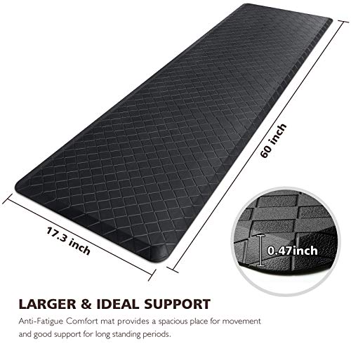 HappyTrends Kitchen Mats for Floor Cushioned Anti-Fatigue Kitchen Rugs - color: Black, size: 60"L x 17.3"W x 0.5"Th