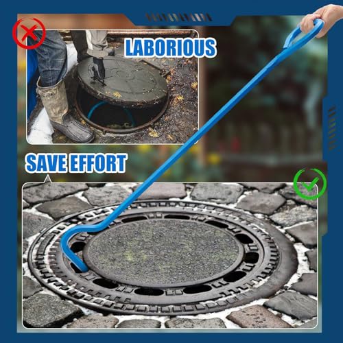 Therwen 2 Pcs 30 Inch Manhole Cover Hook Tool, 5/8" Hex Alloy Steel, Blue - color: Blue, size: 30 Inch