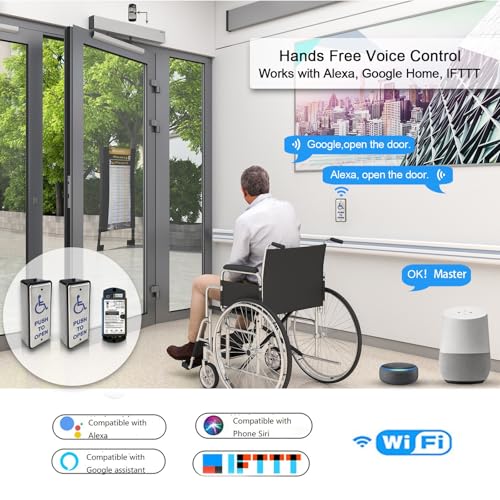 Olideauto Handicap Push Button Door Opener,Auto Door Opener with Wireless Narrow Stainless Steel Handicap Push Buttons Olide-511 and 550lbs Fail Security Electric Strike