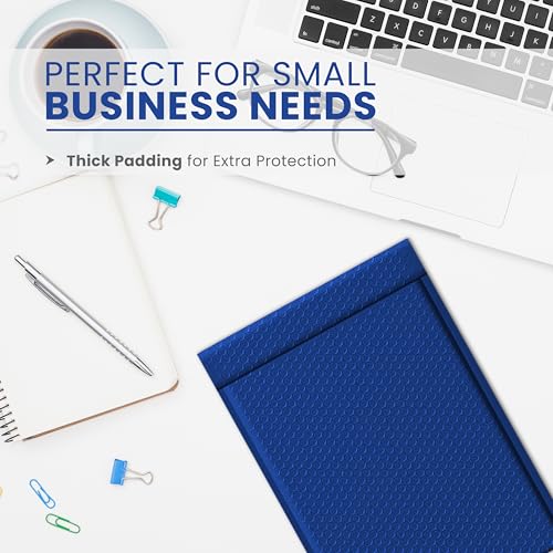 Royal Blue Bubble Mailers 4x8, Poly Padded Envelopes #000, 500 Pack - color: Royal Blue, size: 4"x8" / 500 Pack