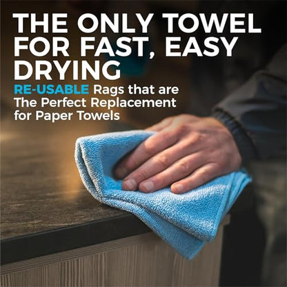 The Rag Company - All-Purpose Microfiber Terry Cleaning Towels - Commercial Grade, Highly Absorbent, Lint-Free, Streak-Free, Kitchens, Bathrooms, Offices, 300gsm, 12in x 12in, Royal Blue (12-Pack) - color: Royal Blue, size: 12in x 12in