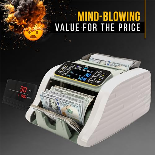 KOLIBRI Money Counter Machine I LCD Display I Business Grade I Advanced IR/UV/MG/MT/DD/HLF Detection I Mixed Denomination I Multi-Currency I Back Loading I 3-Years Warranty I KBR-500 - color: White/Gray (Kbr-500)