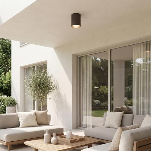 Progress Lighting 5-Inch Cylinder Outdoor Flush Mount Ceiling Light, Antique Bronze - color: Antique Bronze