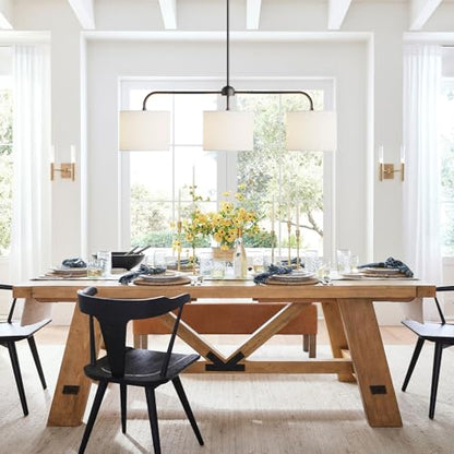 Electro bp;40" W 3-Light White Linen Drum Shade Chandelier with Black Metal Linear Pendant Light Fixture for Kitchen Island,Dining Table,E26,180W; - color: Black 3-Light Linear