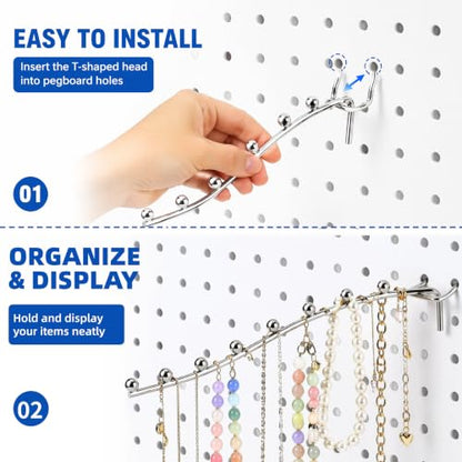 WRINGKIT 20 Pack Peg Board Waterfall Hook, 9.8 Inch, Fits 1/4" Boards
