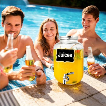 1 Gallon Glass Drinks Dispenser for Parties, Beverage Dispenser for Juice - size: 1 Gallon Dispenser