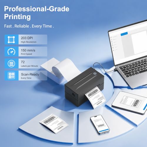 Thermal Shipping Label Printer 4x6 Bluetooth Label Maker for Small Business - color: 1 Black