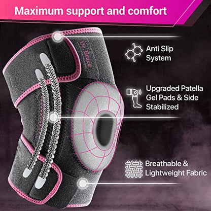 DR. BRACE ELITE Knee Brace with Side Stabilizers & Patella Gel Pads - color: Orion's, size: Large