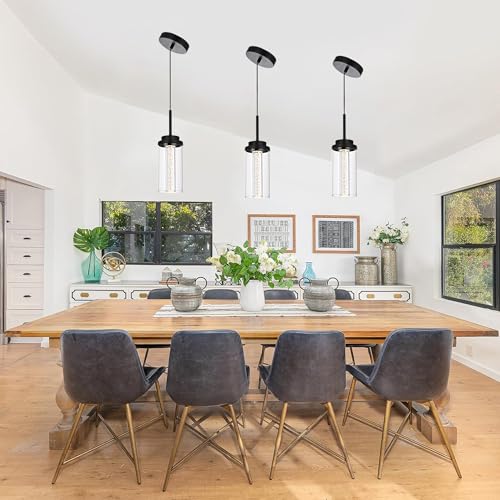MELUCEE 3 Packs Modern LED Pendant Light Fixtures 5 Color Temperature - color: Black, size: 1-Light-3 Packs
