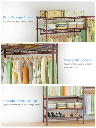 Ulif E11 Heavy-Duty Closet Garment Rack, Metal Clothes Rack, Load 1034lbs - color: Bronze