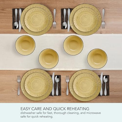 Pfaltzgraff Trellis Sunflower 12 Piece Dinnerware Set, Service for 4, Yellow - color: Yellow