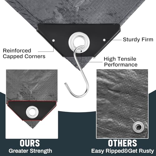 8 Pack 6 x 8 ft Gray Tarps, 5.5 Mil Heavy Duty Waterproof Tarp - color: Gray, size: 6 x 8 ft