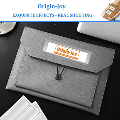 Origin-Joy 35 PCS Self Adhesive Index Card Pockets with Top Open, Clear Plastic Label Holder for Cards of Note, Library and Business, Adhesive Label Pockets & Card Holder (3 x 2 inch) - size: 3 x 2 inch, style: Horizontal